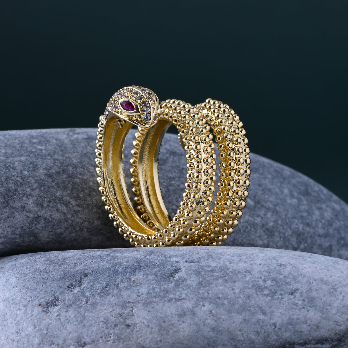 Infinity Snake - Faux Diamond & Ruby Ring