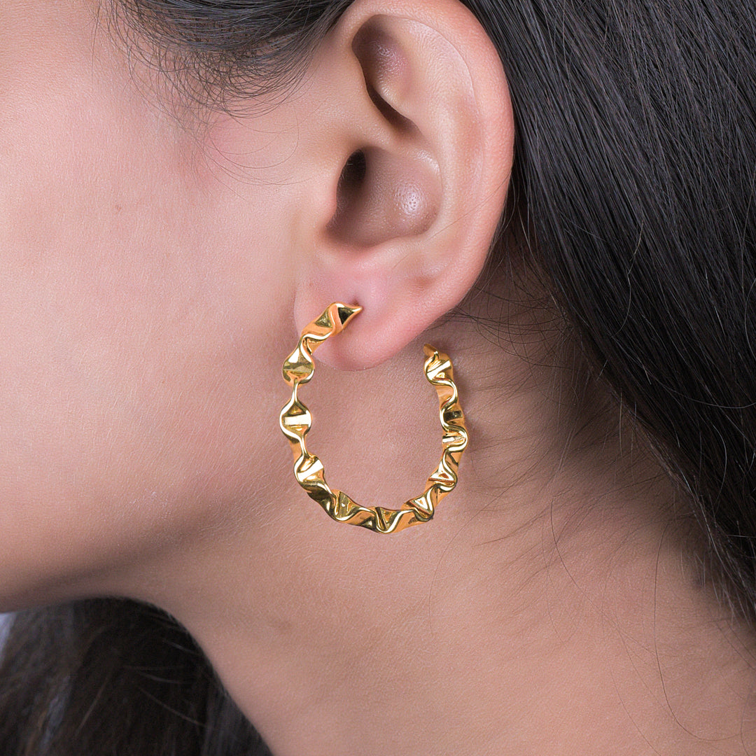 Rose Gold Twisted Hoops Earrings