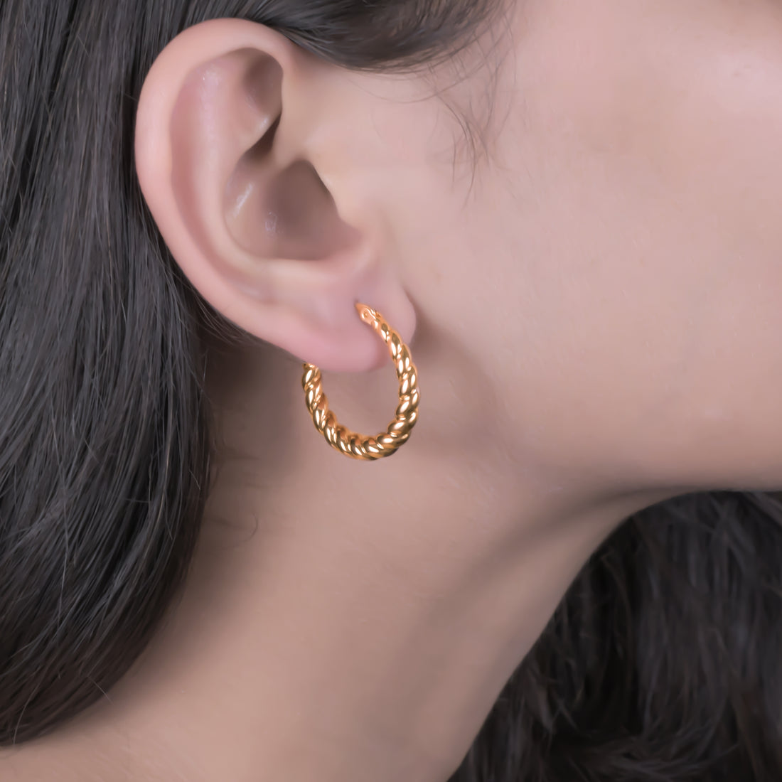 Rose Gold Curl Hoops Earrings