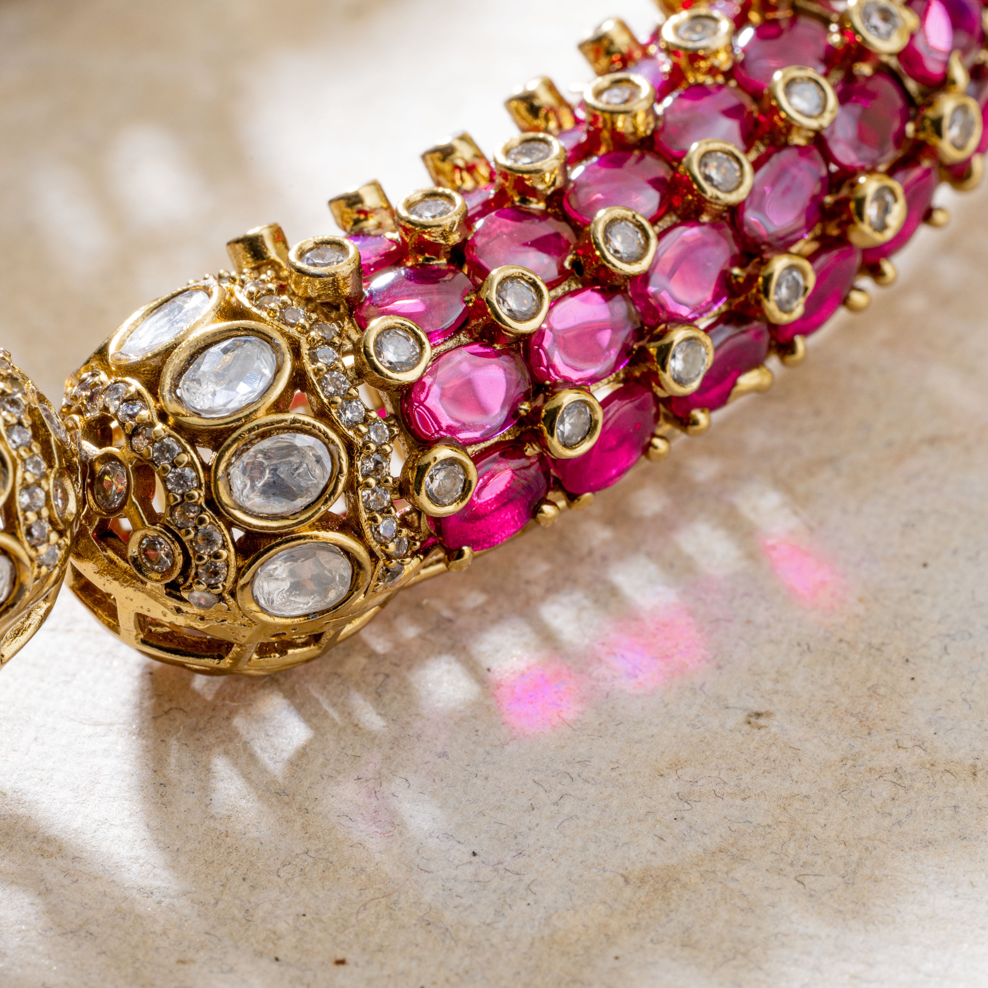 Rajasthani Pink Polki Hasli Set