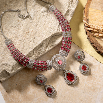 Blush Pink Bridal Teardrop Statement Set