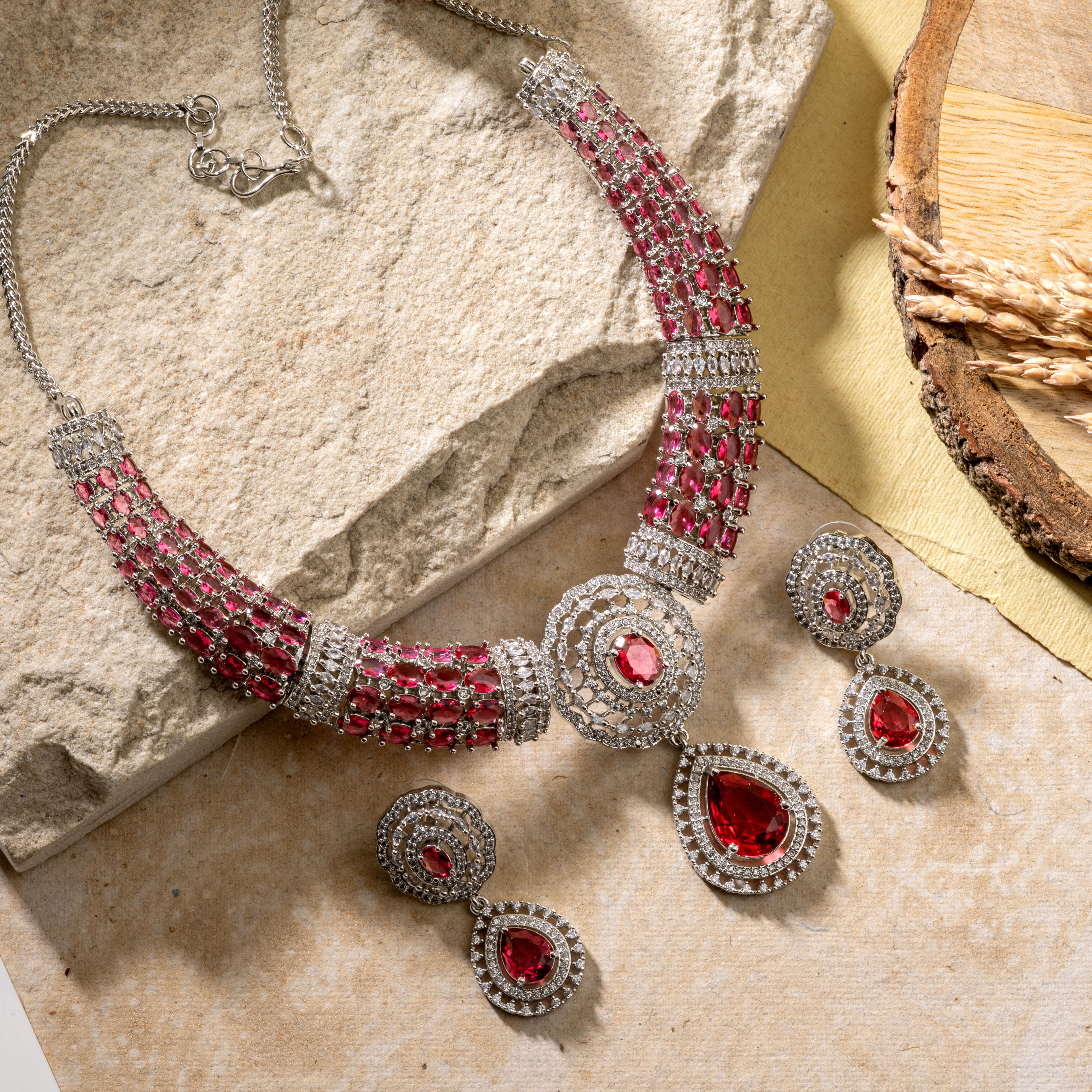 Blush Pink Bridal Teardrop Statement Set