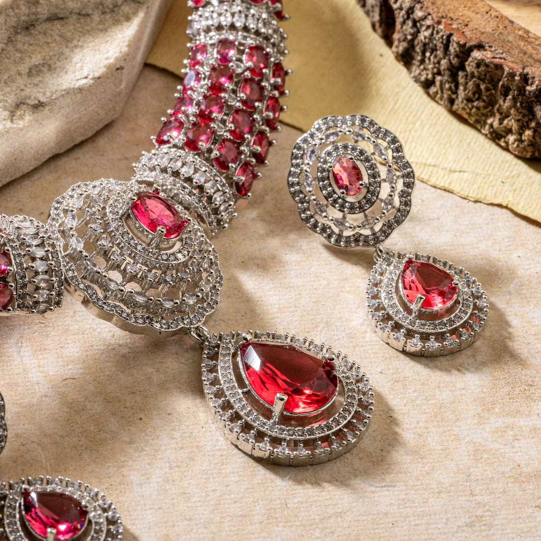 Blush Pink Bridal Teardrop Statement Set