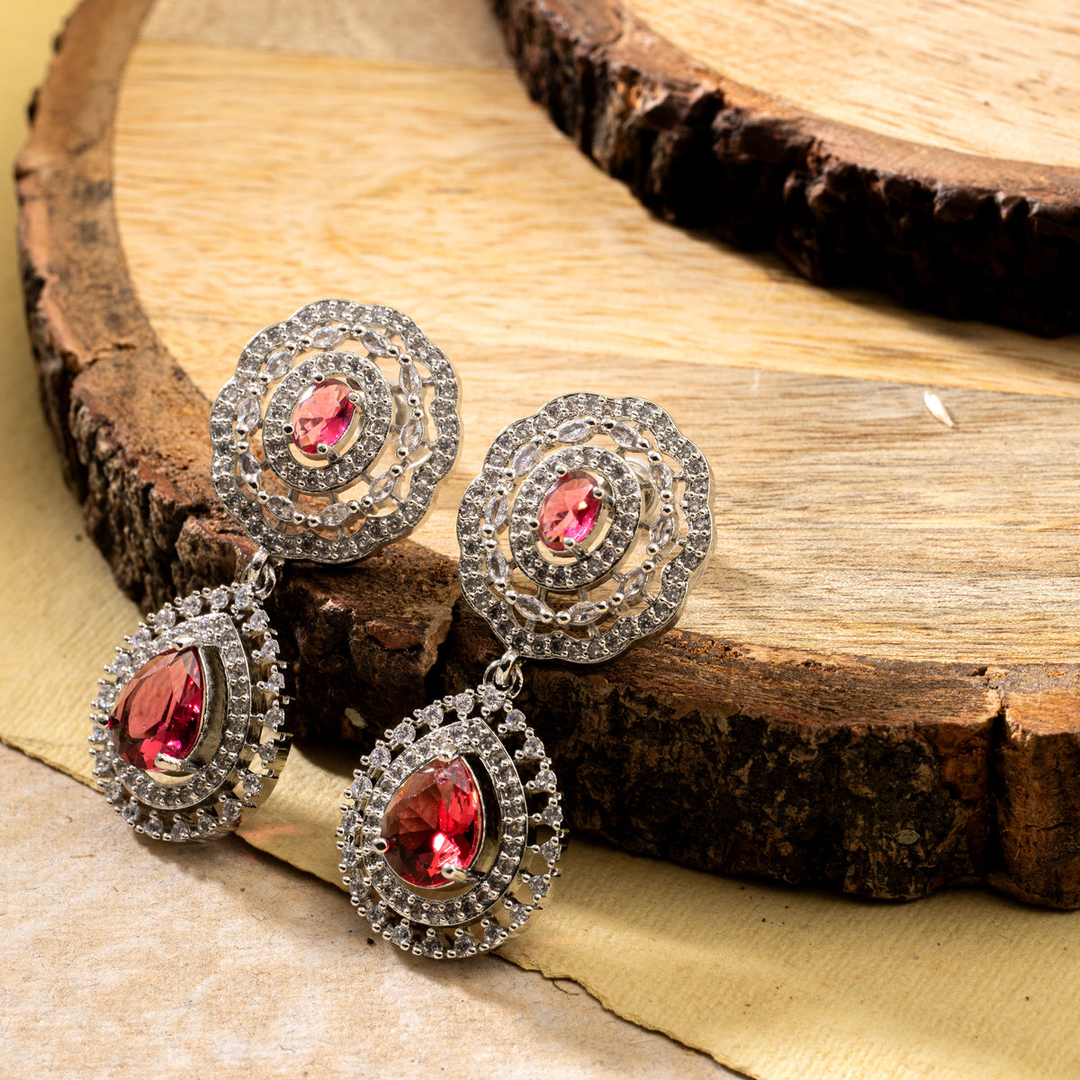 Blush Pink Bridal Teardrop Statement Set