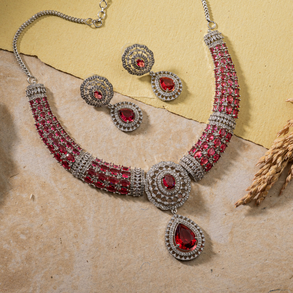 Blush Pink Bridal Teardrop Statement Set