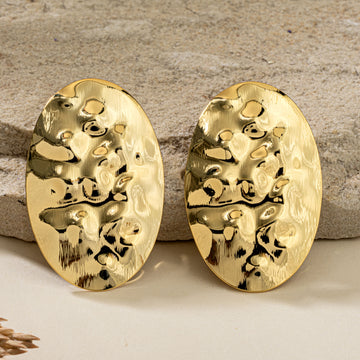 Hammered Gold Metallic Earrings