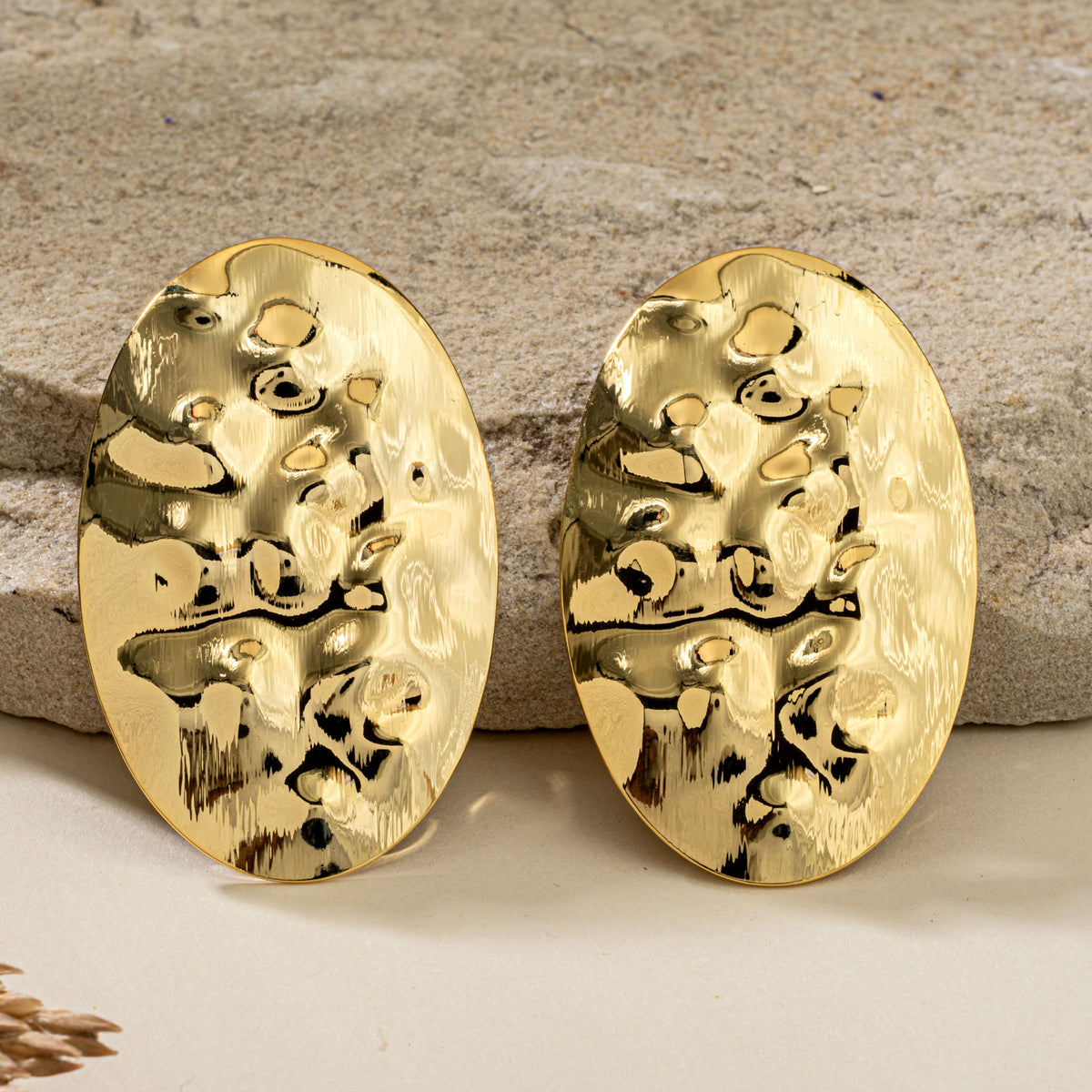 Hammered Gold Metallic Earrings