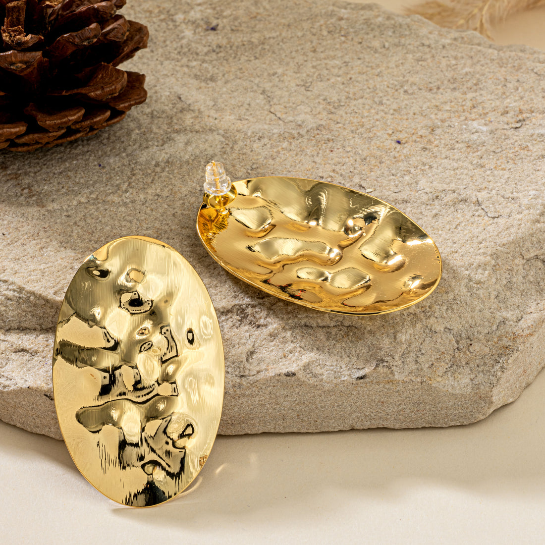 Hammered Gold Metallic Earrings