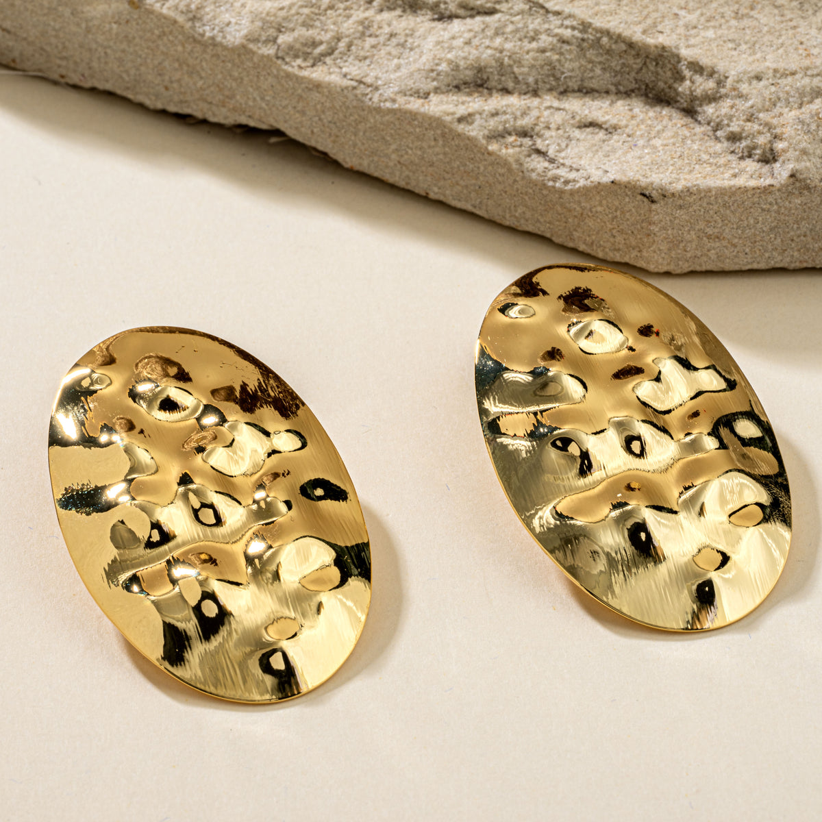 Hammered Gold Metallic Earrings
