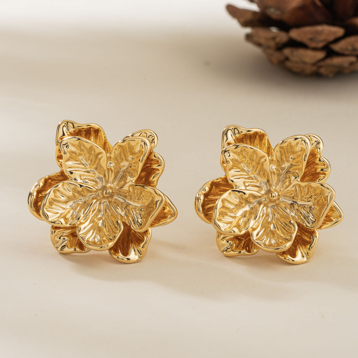 Rose Gold Flower Shape Earrings