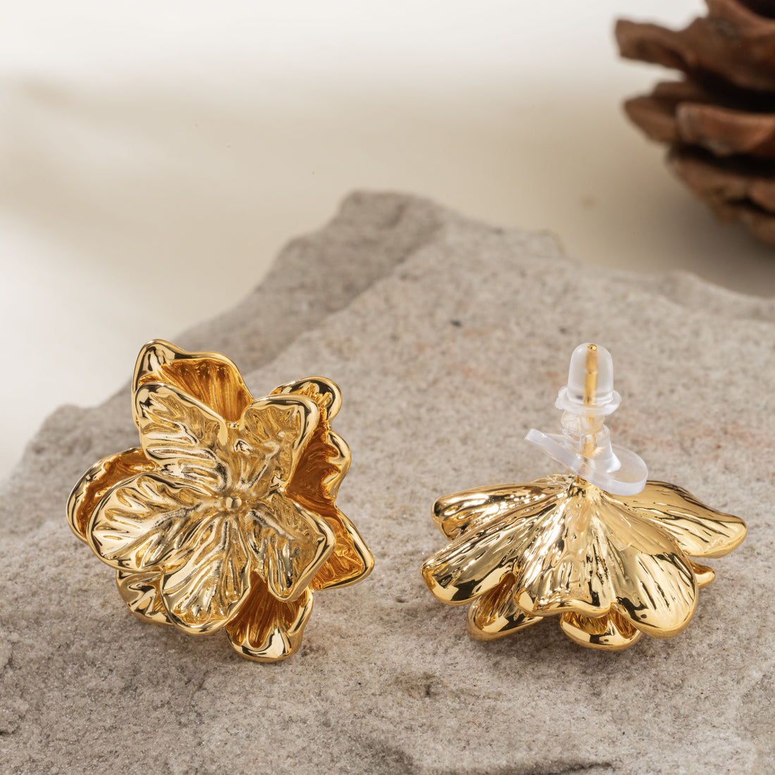 Rose Gold Flower Shape Earrings