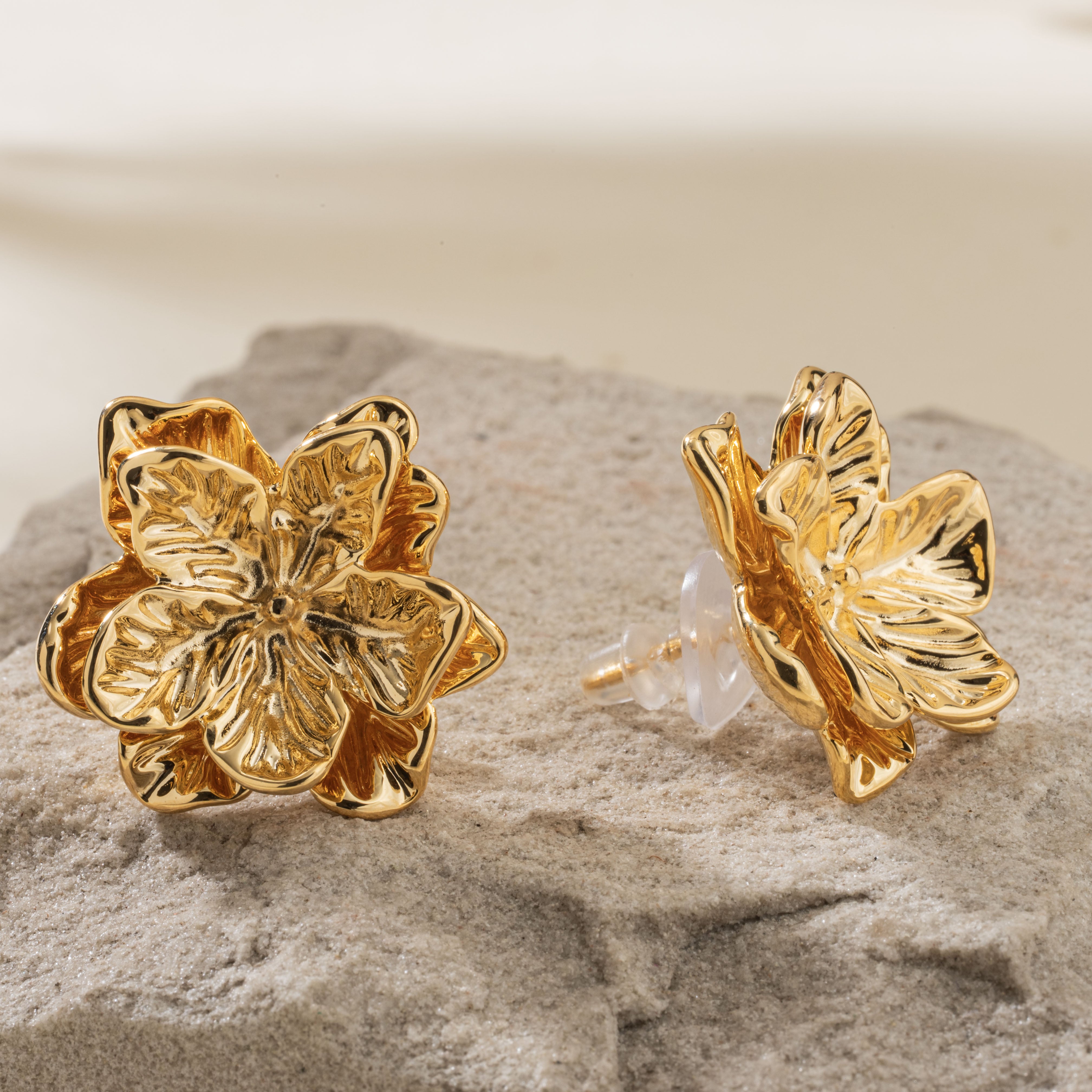 Rose Gold Flower Shape Earrings