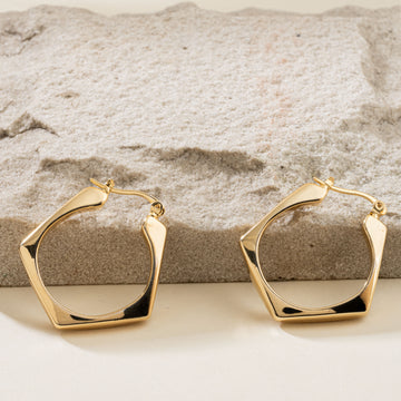 Gold Square Hoops Earrings