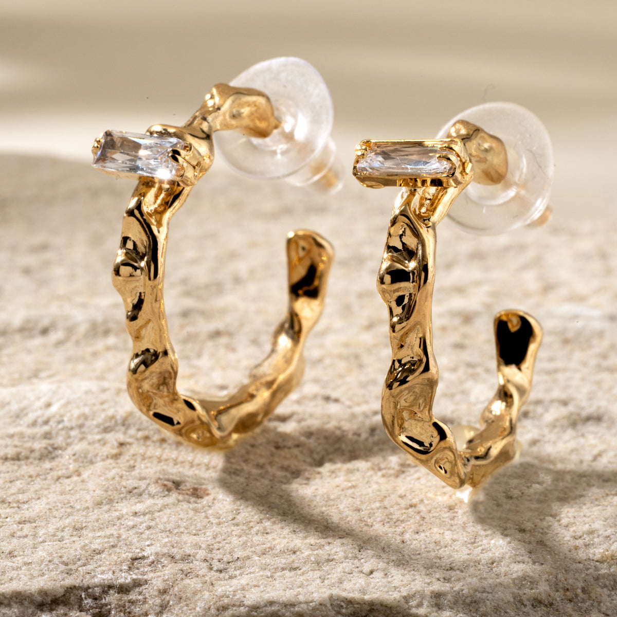 Stylish Hoops With Big Stone