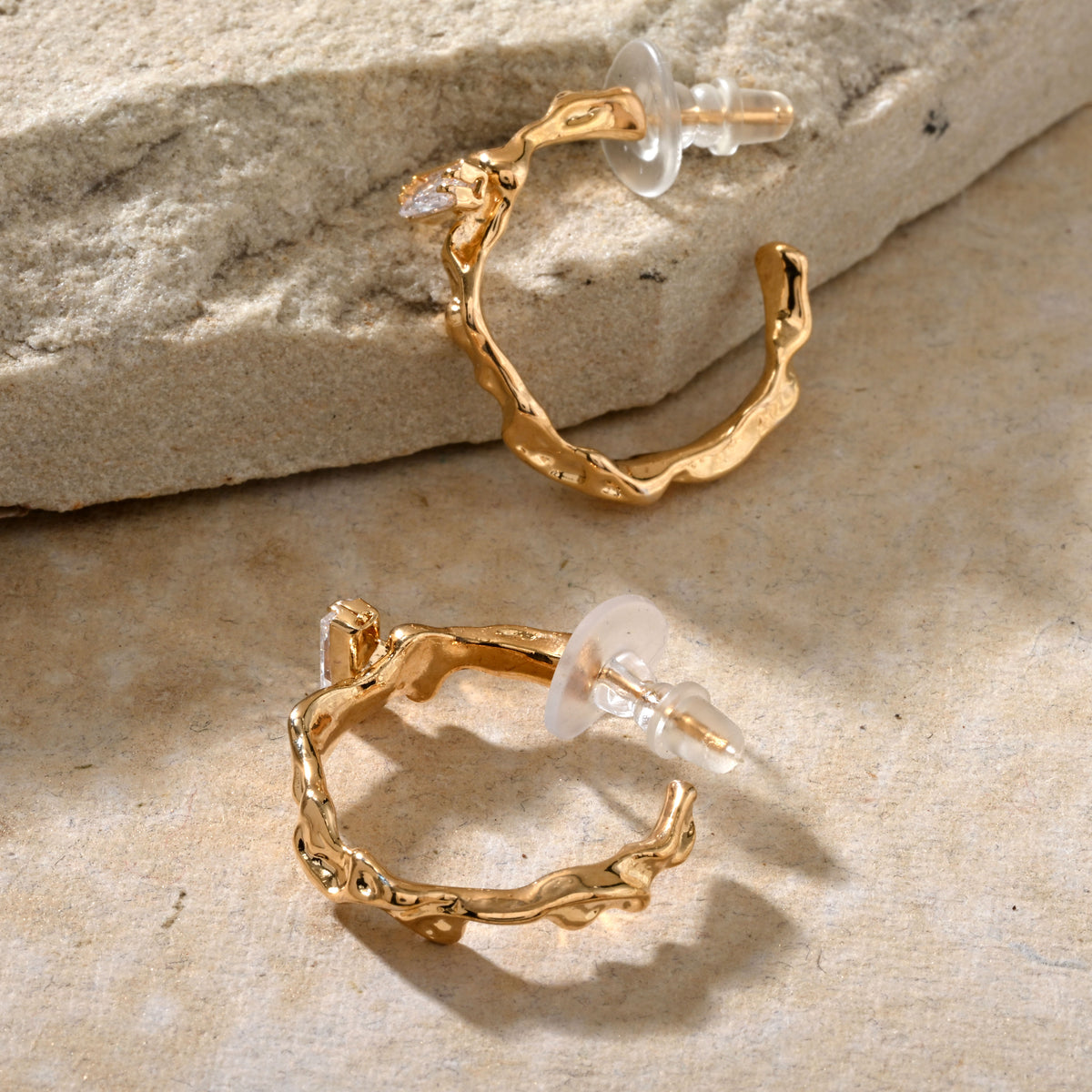 Stylish Hoops With Big Stone