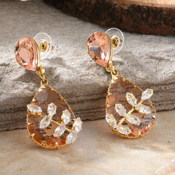 Pink & Peach Stone Drop Earrings