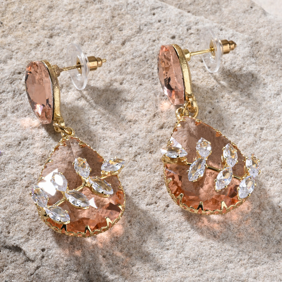 Pink & Peach Stone Drop Earrings