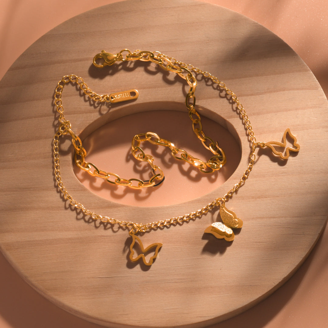 Butterfly Gold Chain Bracelets
