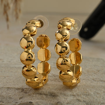 Golden Pebble Hoop Earrings