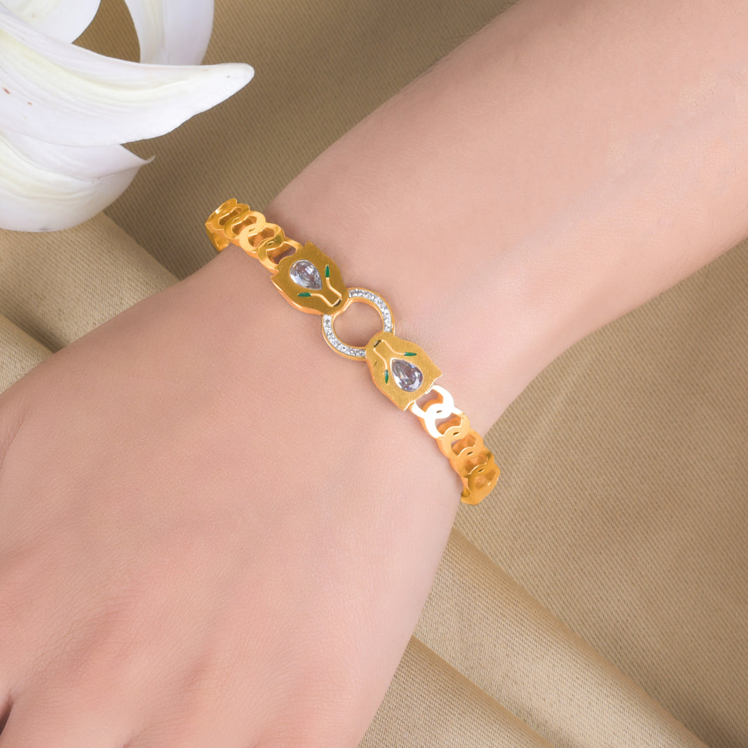 Gold Bracelet With Diamond Studs