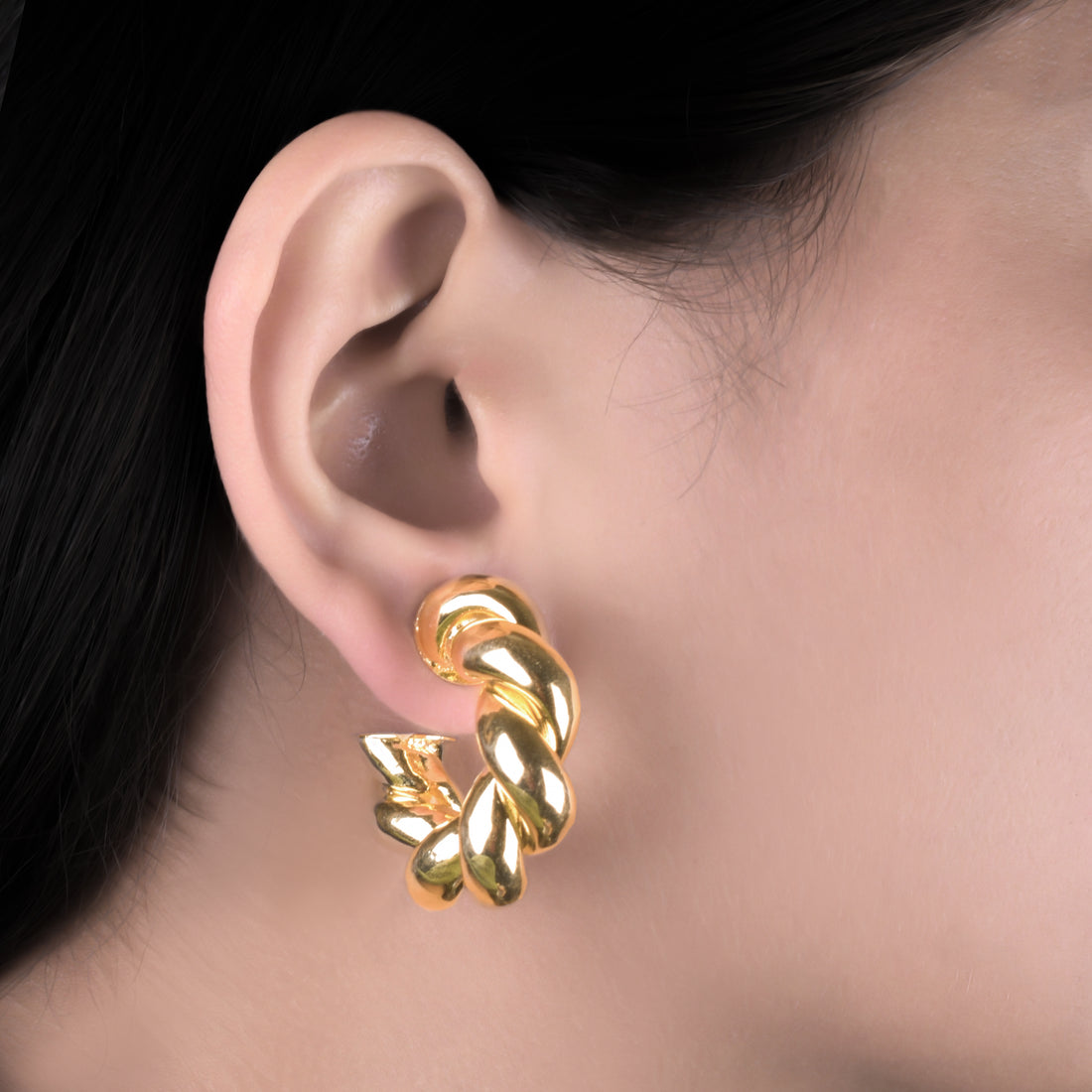 Gold Twisted Hoop Earrings