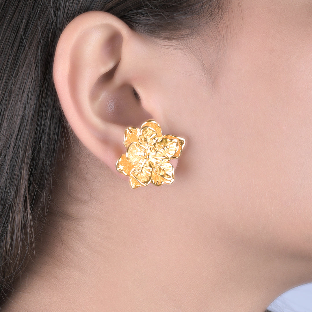 Rose Gold Flower Shape Earrings
