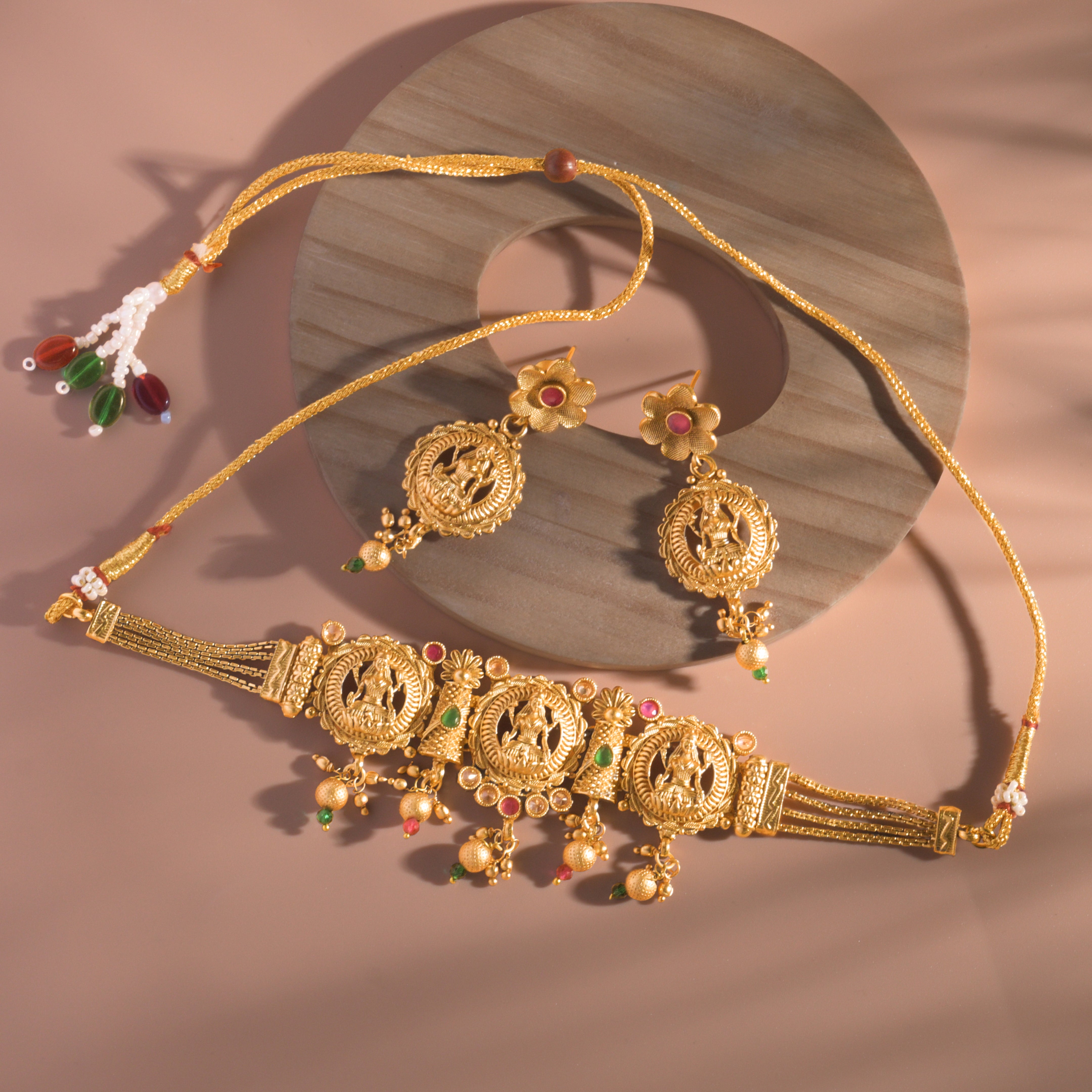 Gold Plated Devi Laxmi Necklace Set