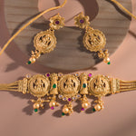 Load image into Gallery viewer, Gold Plated Devi Laxmi Necklace Set