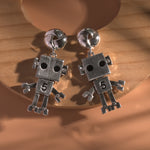 Load image into Gallery viewer, Silver Robot Earrings