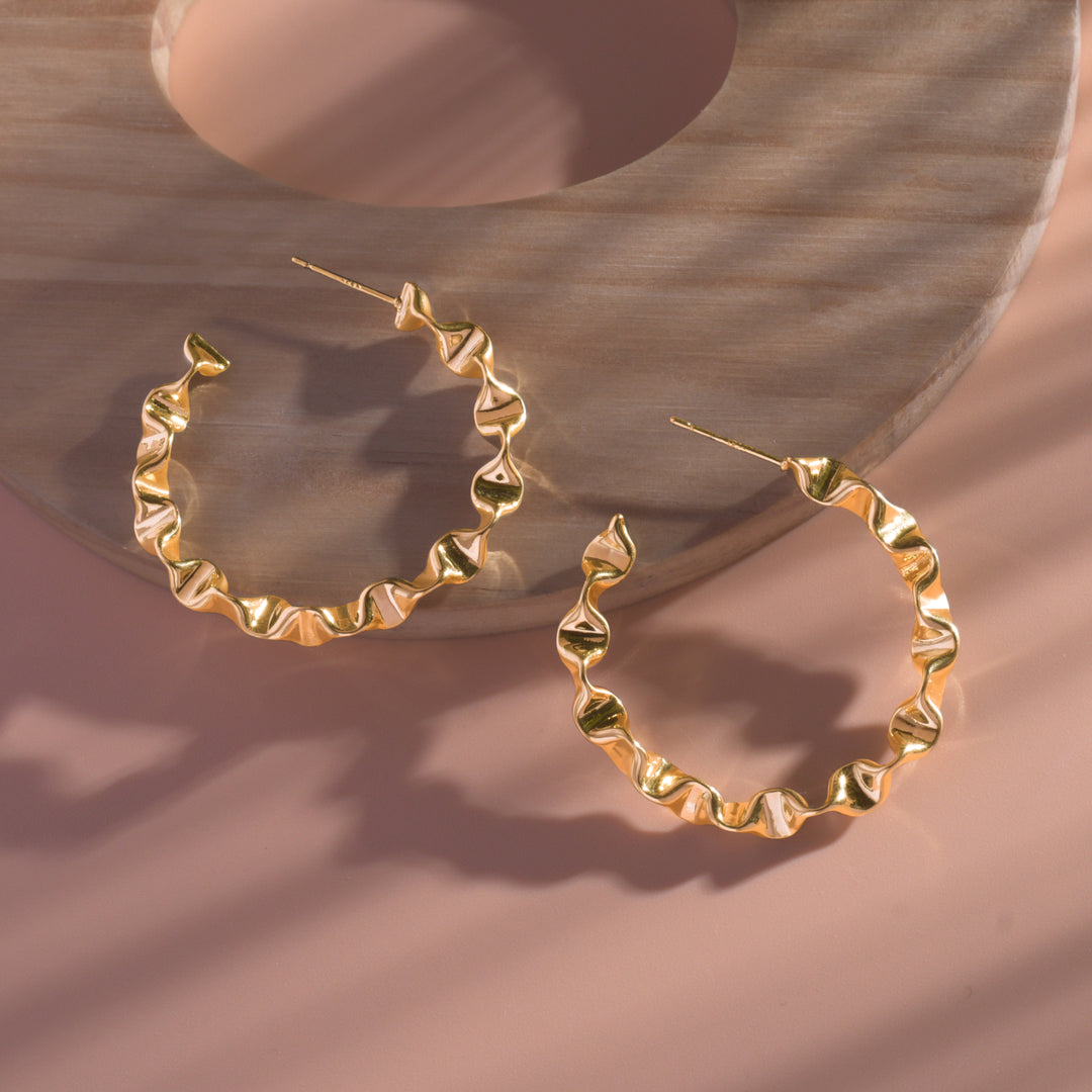Rose Gold Twisted Hoops Earrings
