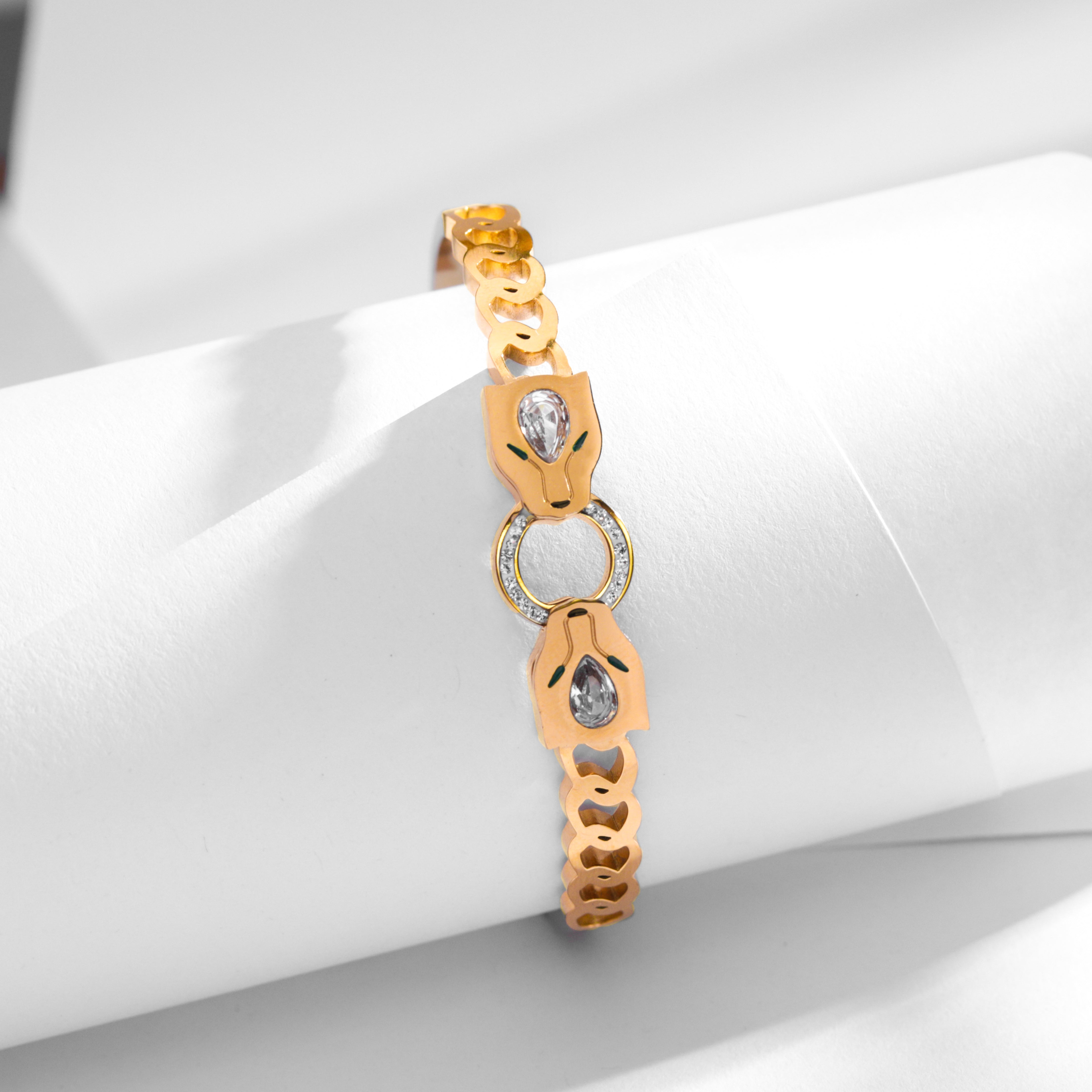 Gold Bracelet With Diamond Studs