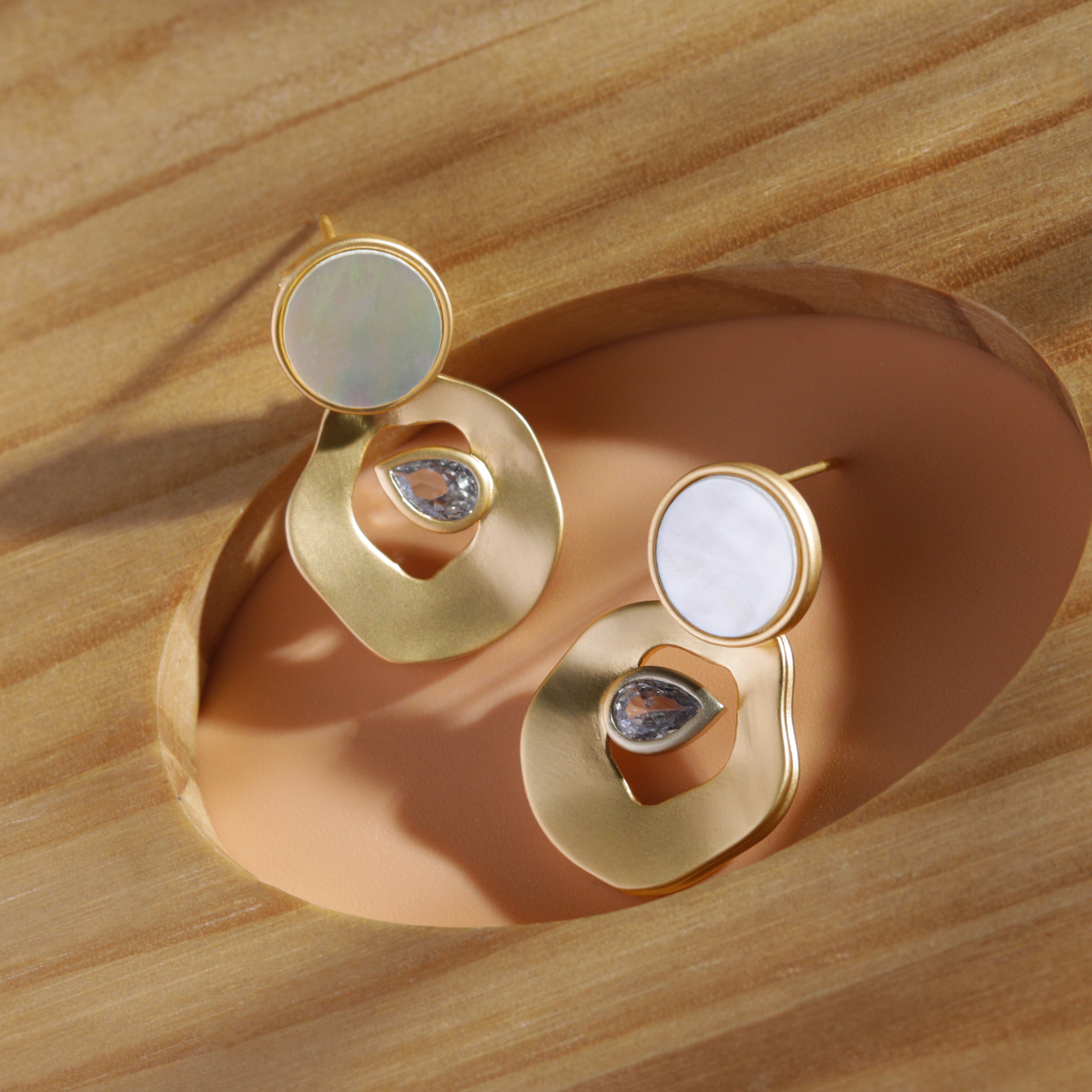Mother of Pearl Earring With Gold Finish