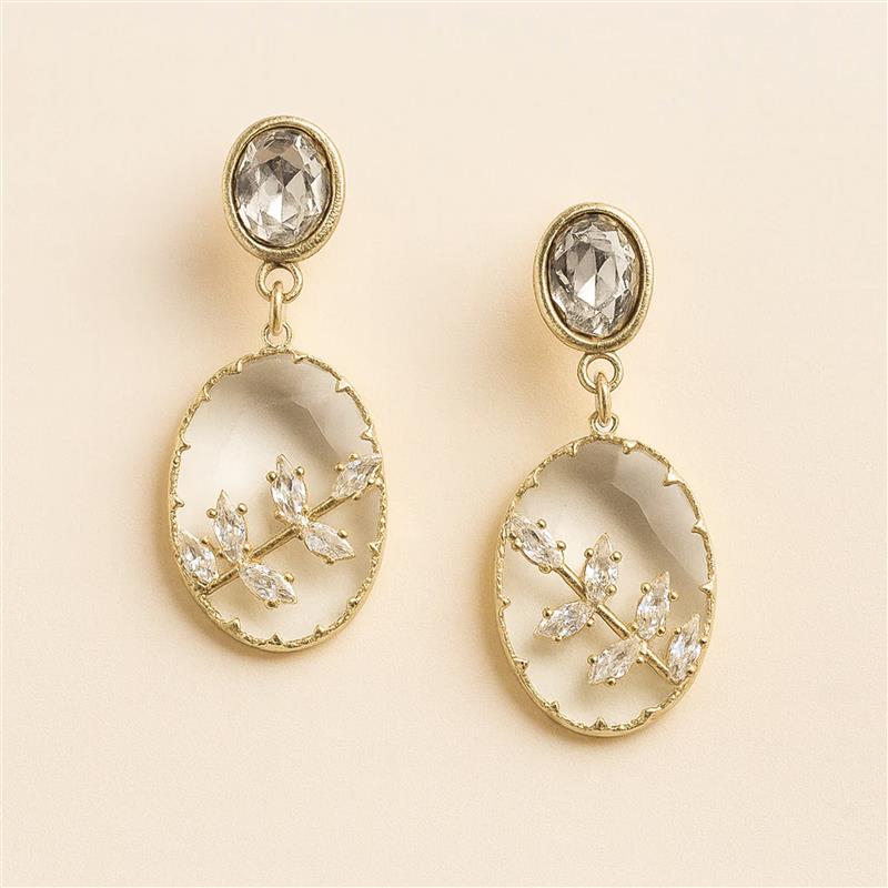 Ivory Embellished Stone Earrings