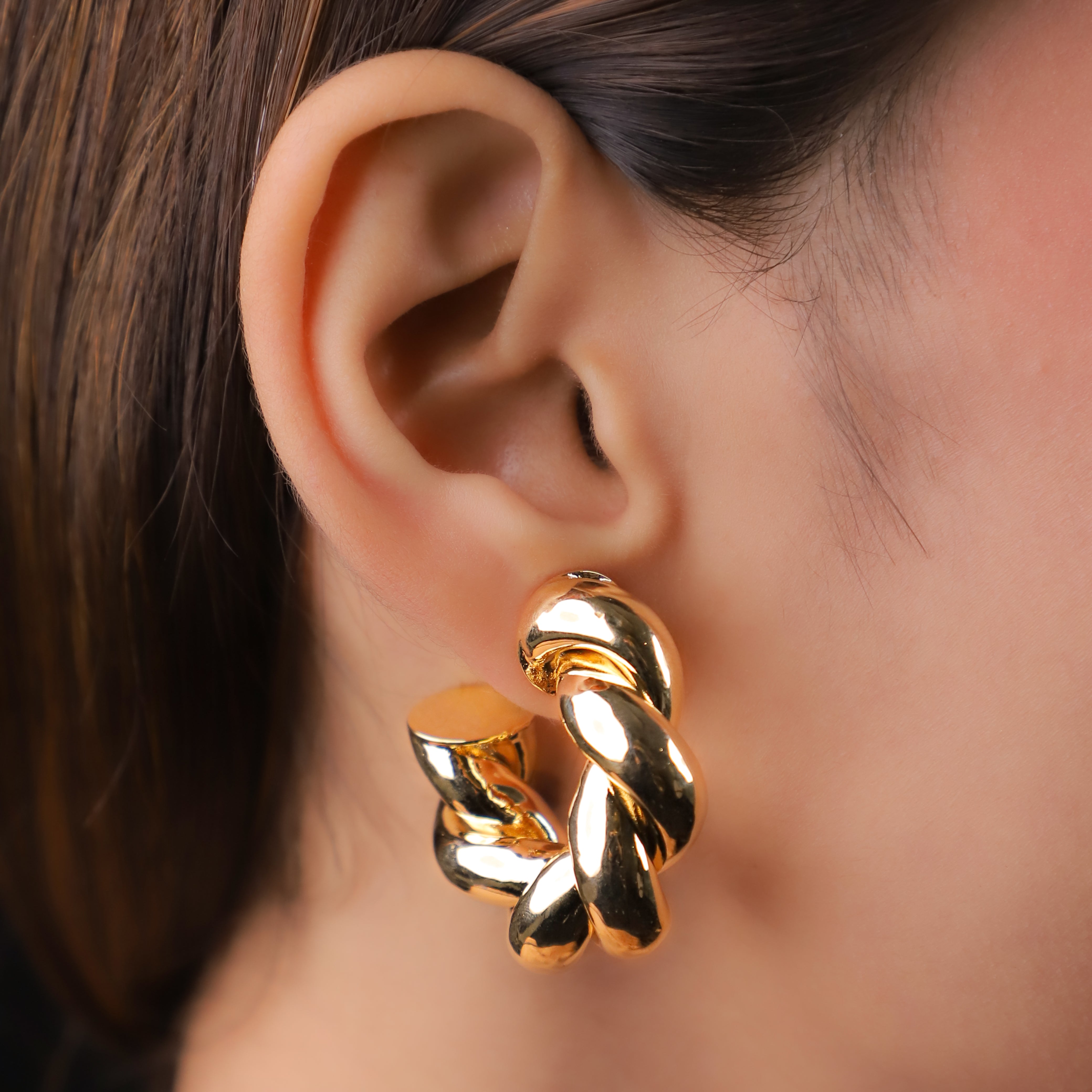 Gold Twisted Hoop Earrings