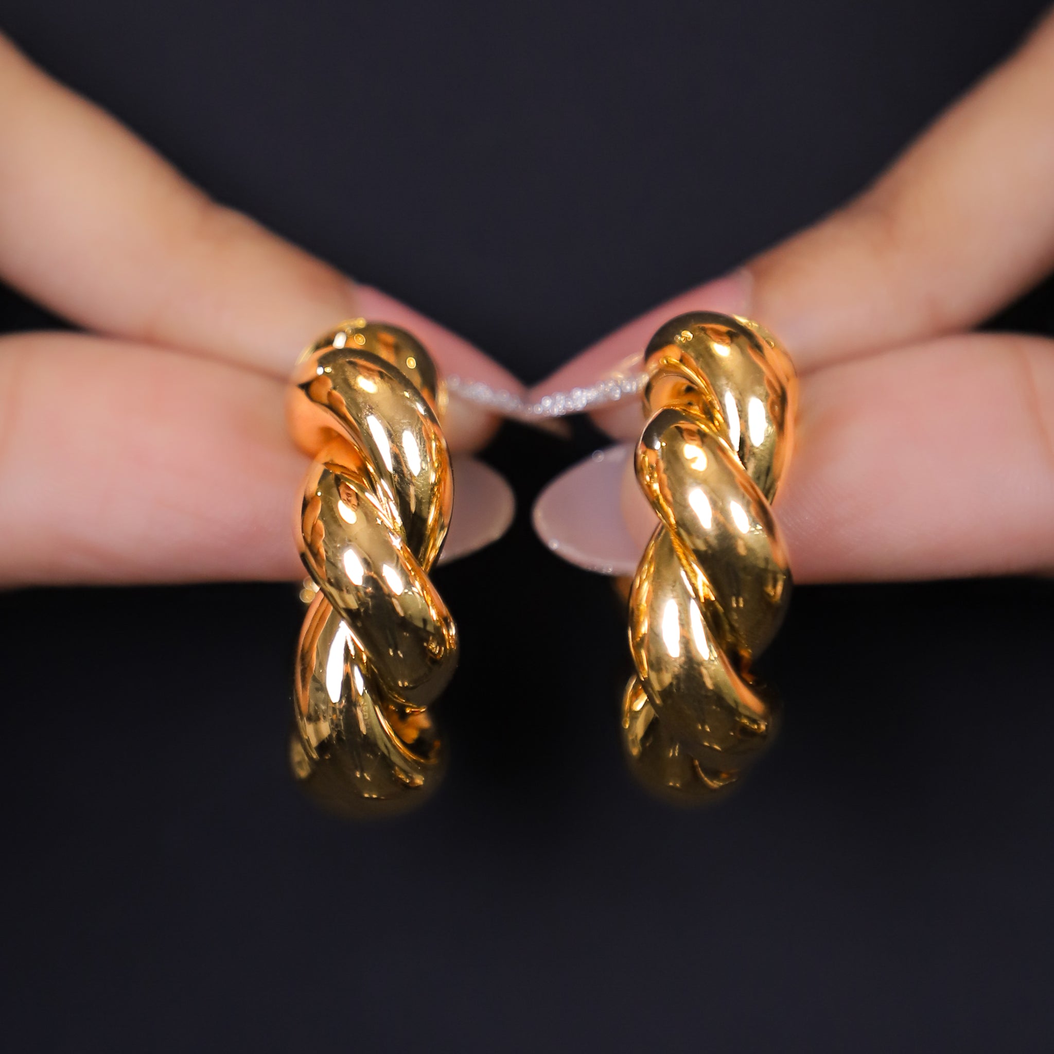 Gold Twisted Hoop Earrings