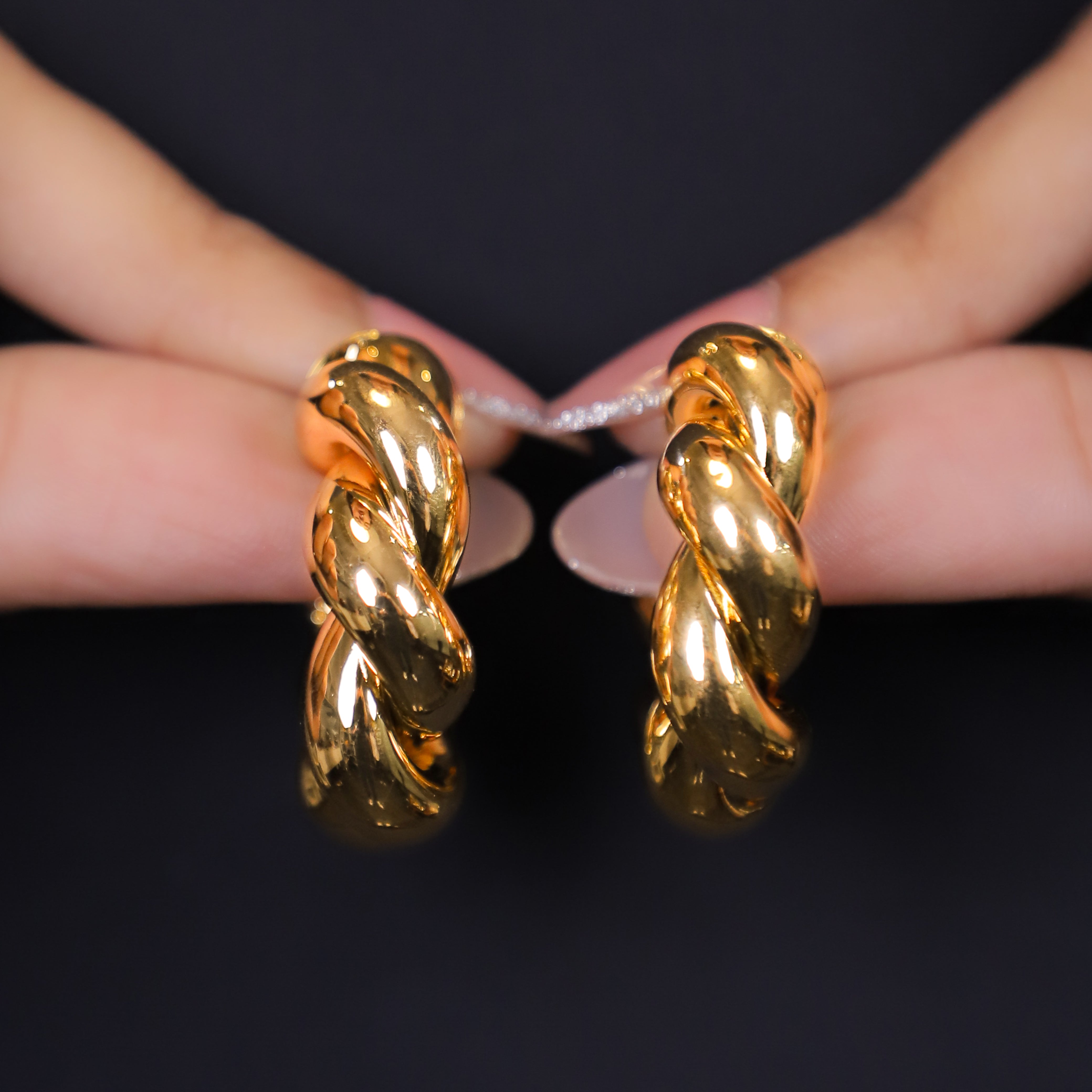 Gold Twisted Hoop Earrings
