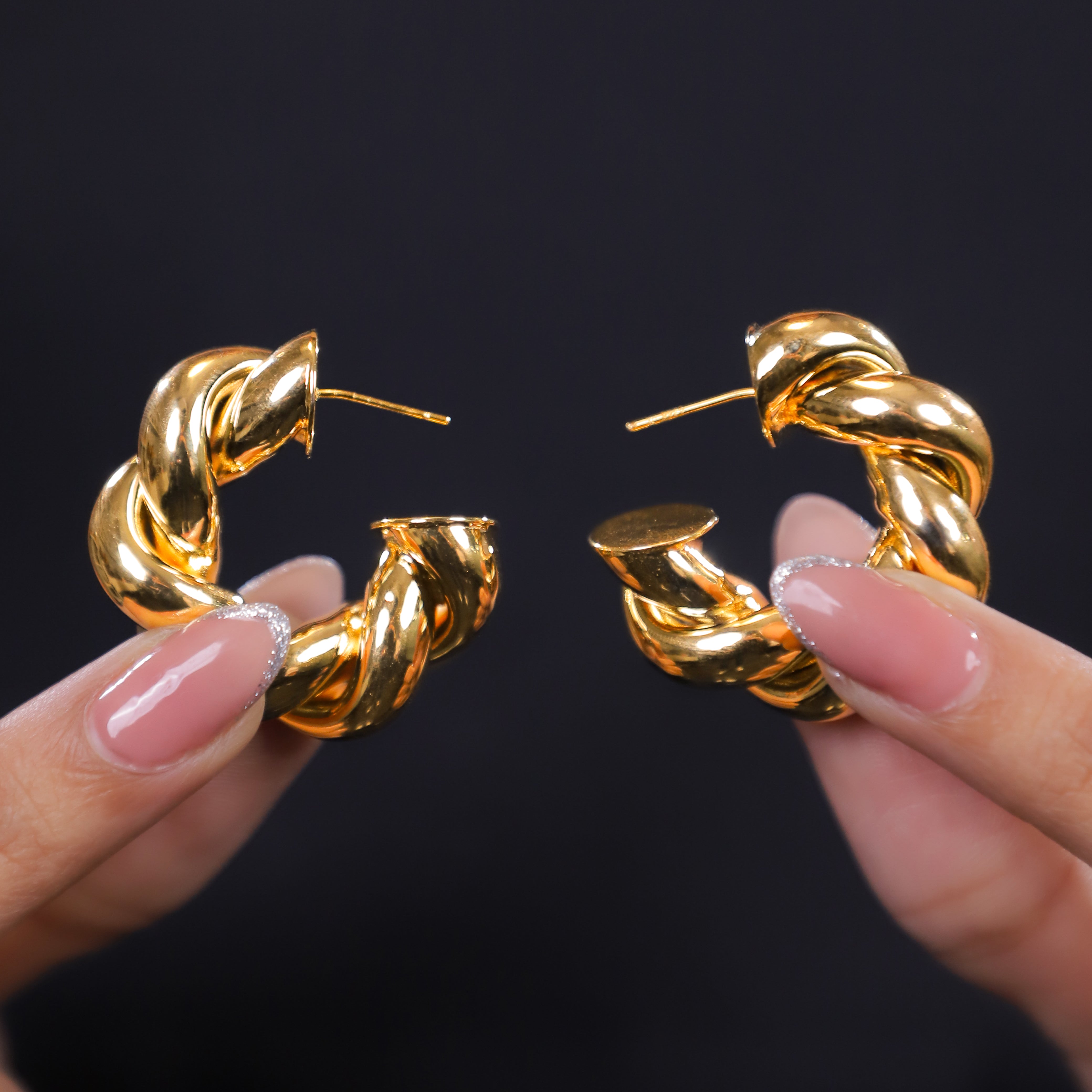 Gold Twisted Hoop Earrings
