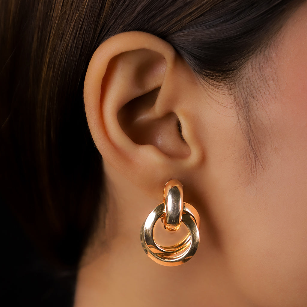 Double Circle Stud Earrings