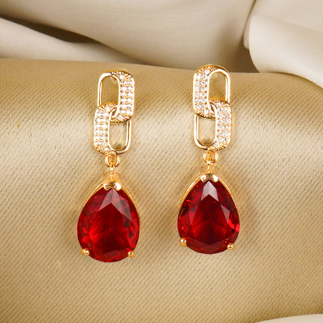 Red Crystalline Earrings
