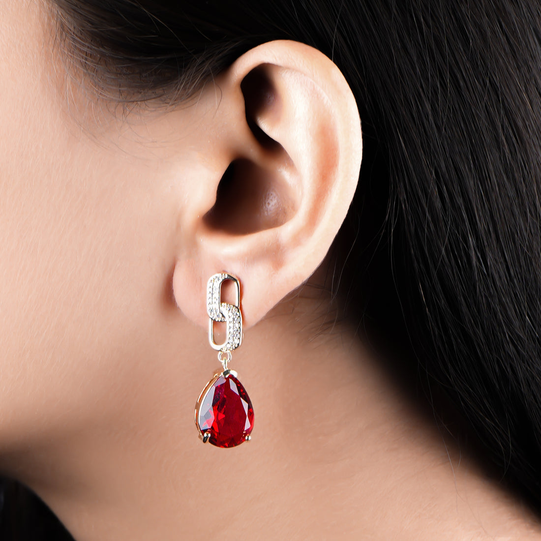 Red Crystalline Earrings
