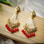 Load image into Gallery viewer, Traditional Kundan Red Pearl Drop Earrings
