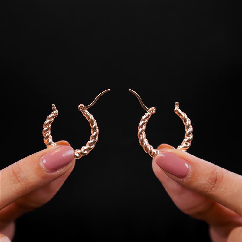 Rose Gold Curl Hoops Earrings