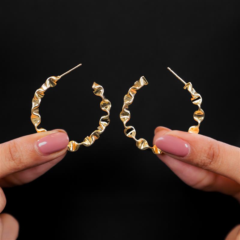 Rose Gold Twisted Hoops Earrings