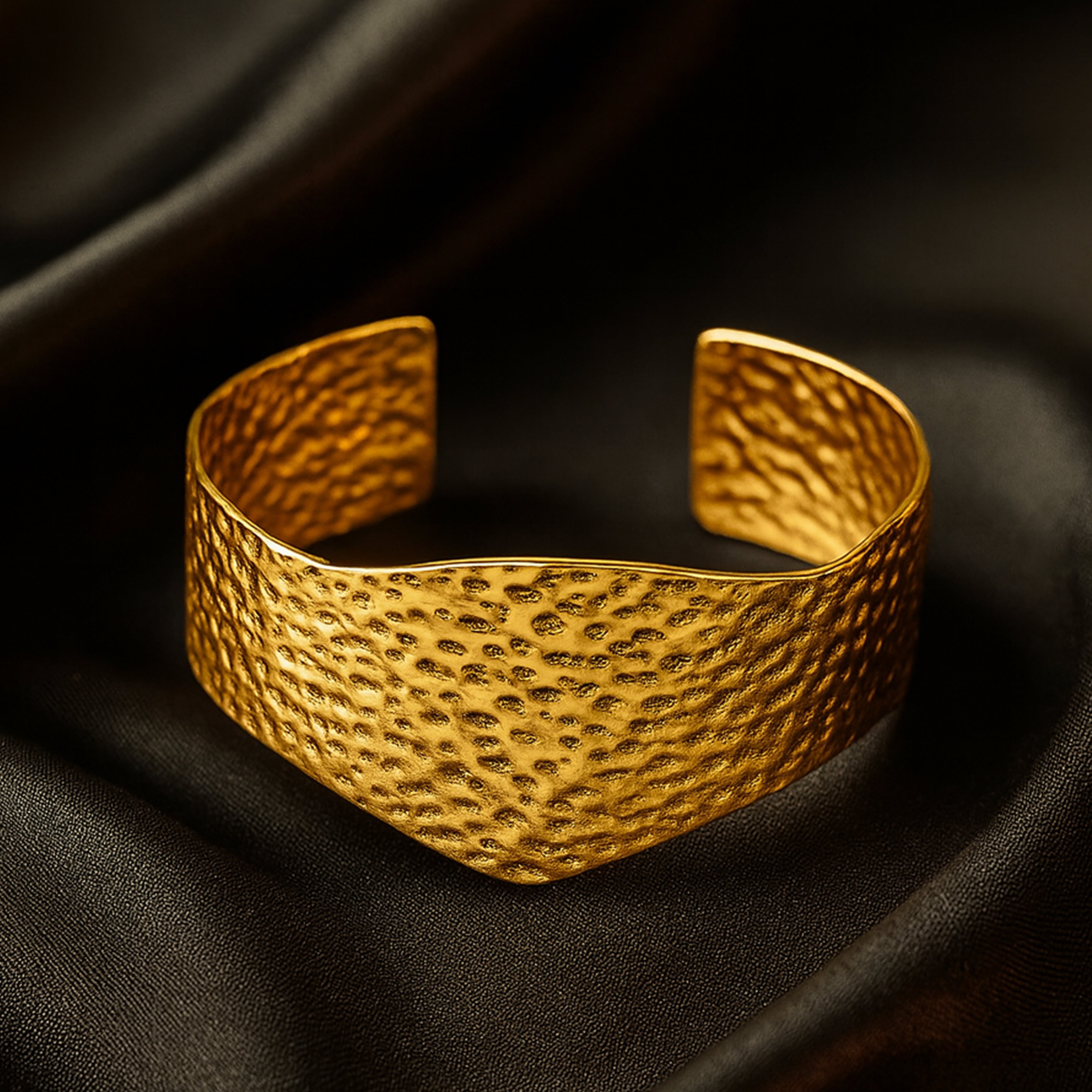 Gold Hammered Statement Cuff Bracelet