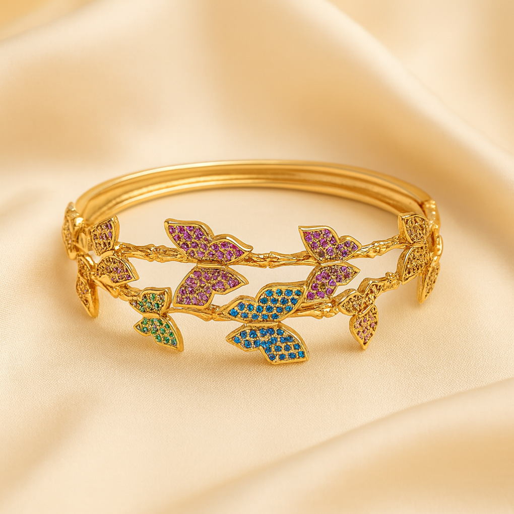 Multicolour Butterfly Gold Bangle Bracelets