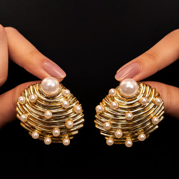 The Pearly Shell - Statement Stud Earrings