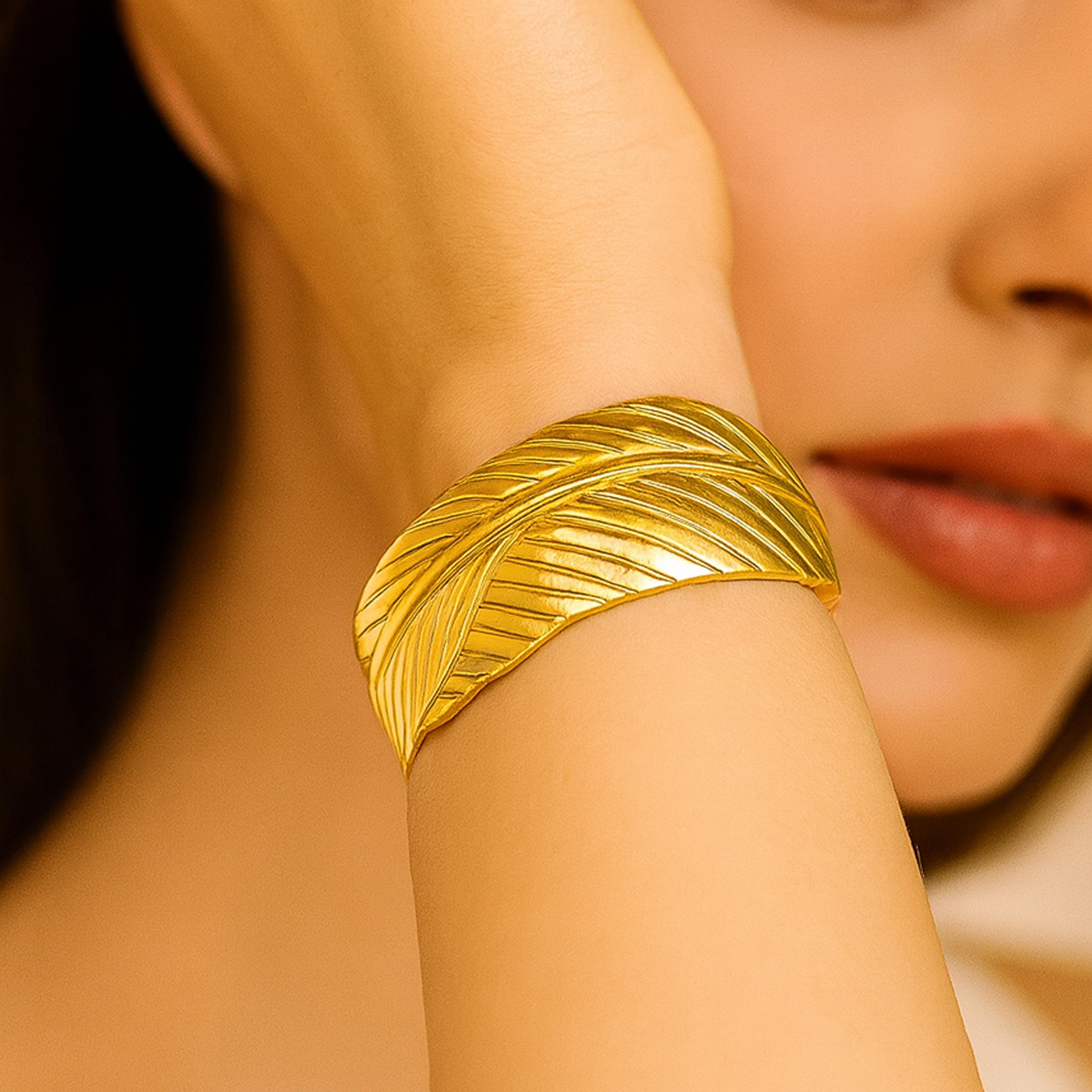 Golden Leaf Cuff Bracelet