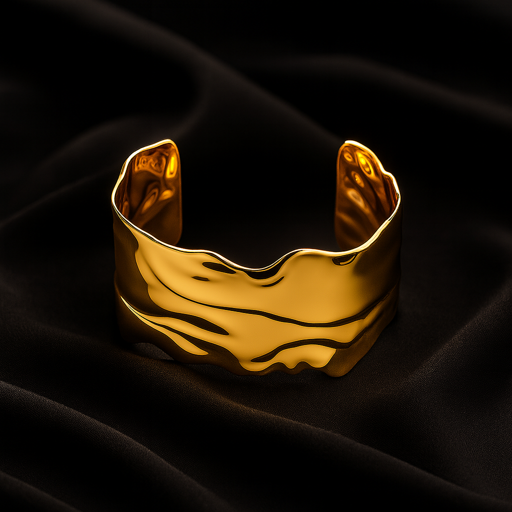 Golden Waves Statement Cuff Bracelet