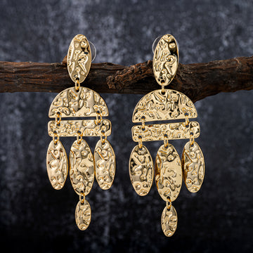 Gold Hammered Statement Earrings