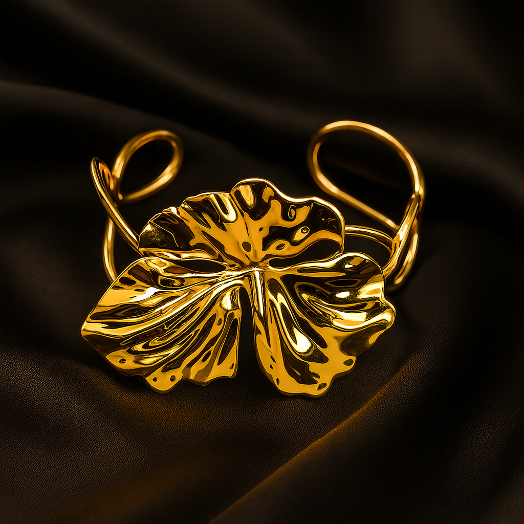 Golden Orchid Cuff Bracelet